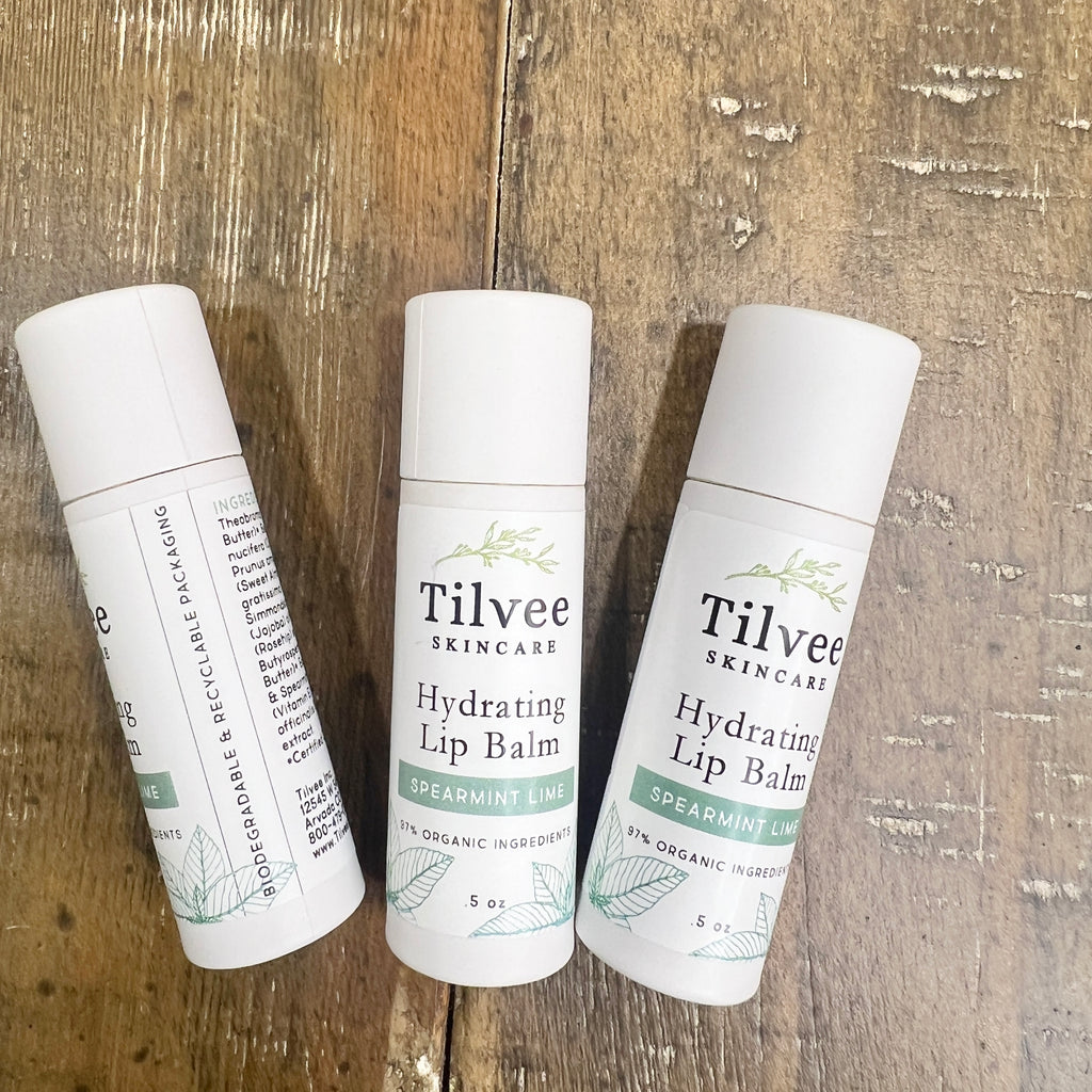 Spearmint & Lime Hydrating Lip Balm Biodegradable Tube Tilvee Skincare