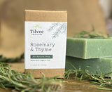 all natural artisan soap. Made with real rosemary and thyme herbs. 85% organic ingredients. 