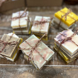 Try 4 of our artisan soaps in a cute little bundle. Makes a great gift!