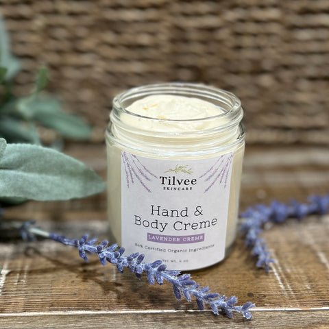 Lavender creme Hand and Body Creme with Shea Butter, Cocoa Butter, Almond Oil, Hemp Seed Oil, Avocado Oil and pure essential oils. 